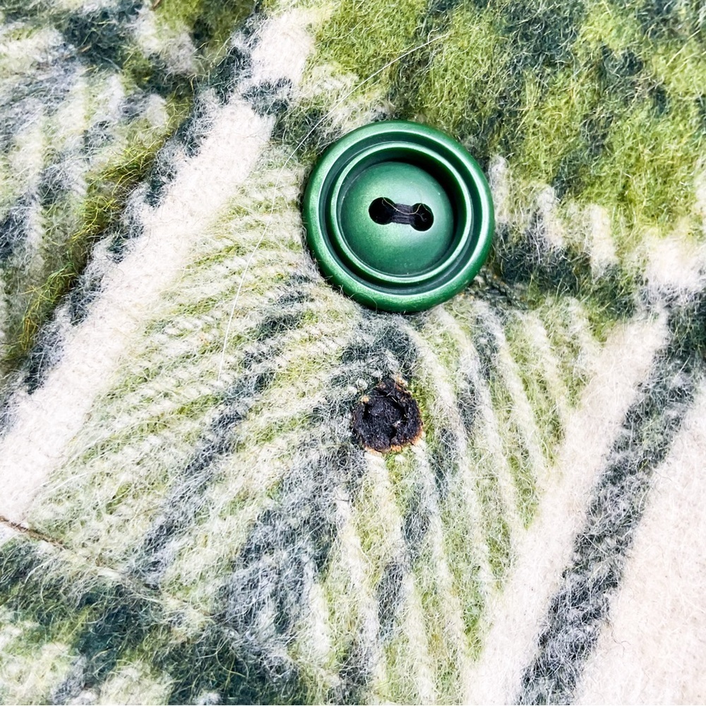 VINTAGE 1960s Green Wool Plaid Jacket | Tartan Check Hunting Coat Unisex S/M - Picture 10 of 16